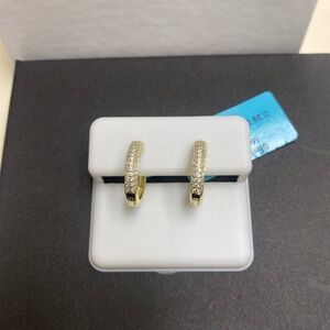 Gold over Silver Hoop Huggie Earrings